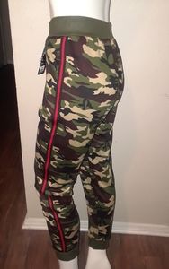 Camo red striped joggers